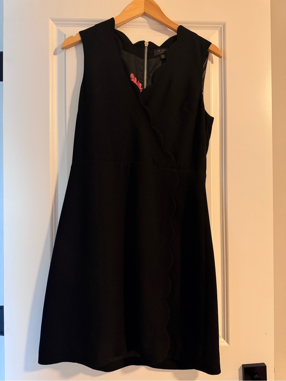 Ted Baker Black Sleeveless Scallop-Edge Mini Dress